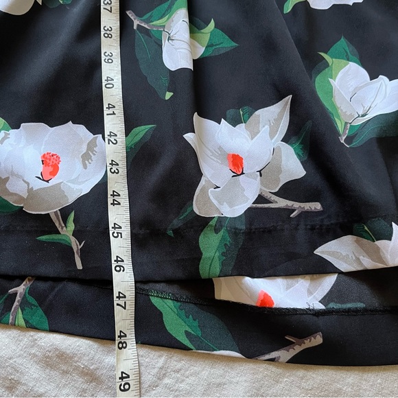 BANANA REPUBLIC Black Floral Midi Dress Spring Formal Dress - Picture 4 of 7